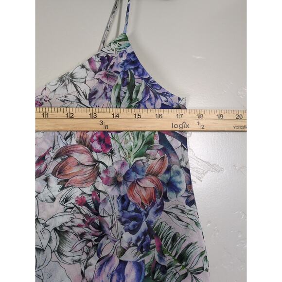 H&M Floral Print‎ Tank Layered Top Womens size 4 V Neck Spaghetti Strap Camisole - Picture 2 of 10